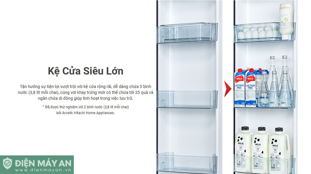 Tủ lạnh Hitachi Inverter 656 lít Side By Side HRSN9713ESGBKVN